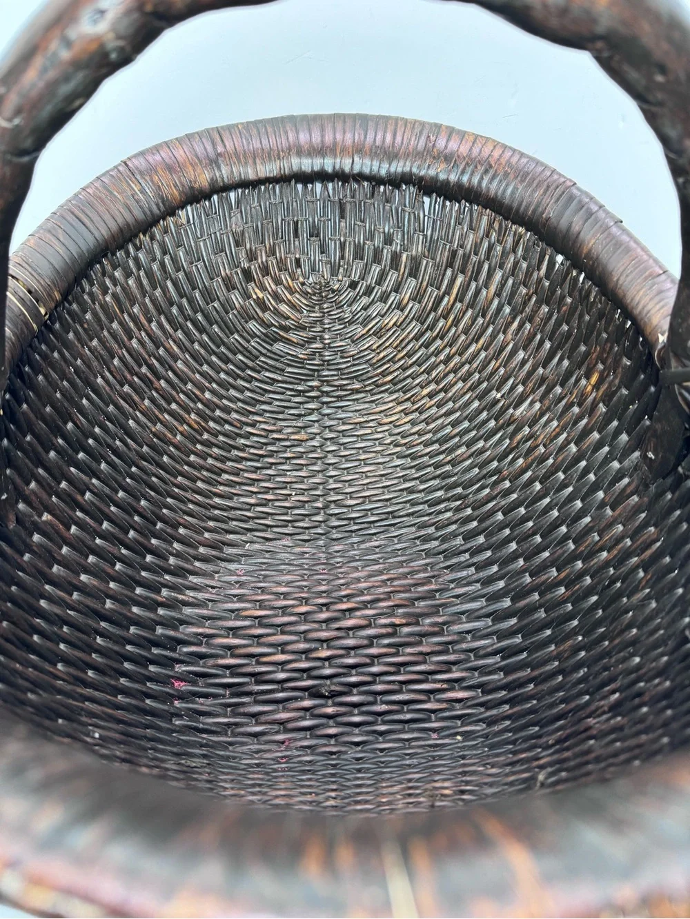 Vintage-Inspired Wicker Basket Brown Willow Large Handwoven One Handle